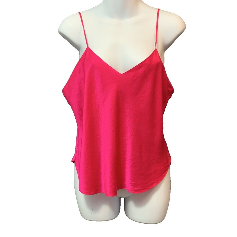 Vintage Morgan Taylor Silk Camisole Cami Tank Top Medium Hot Pink V-neck Dressy